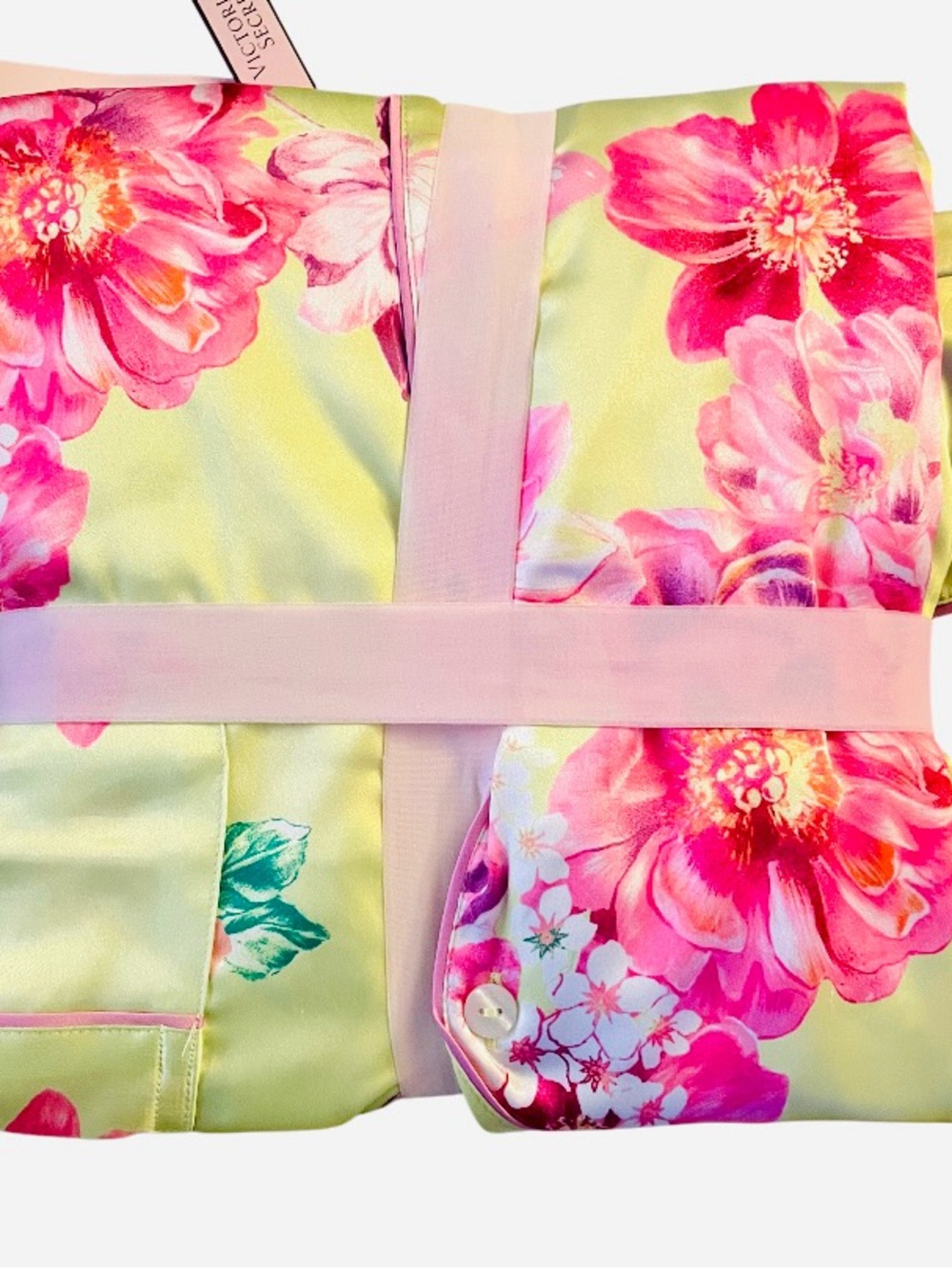 Victoria's Secret Satin Floral 2 PC Pajama Citron Pink Relaxed Size S - Picture 5 of 6
